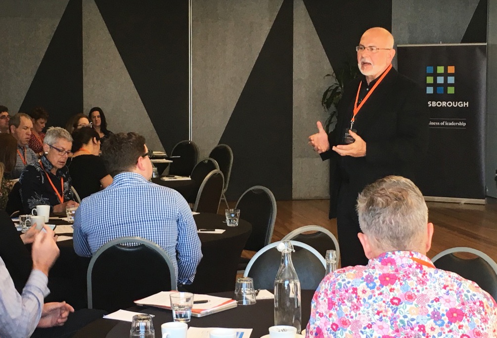 Gordy presenting keynote at Future Trends Wgtn