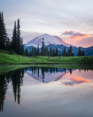 Mountain reflected in lake