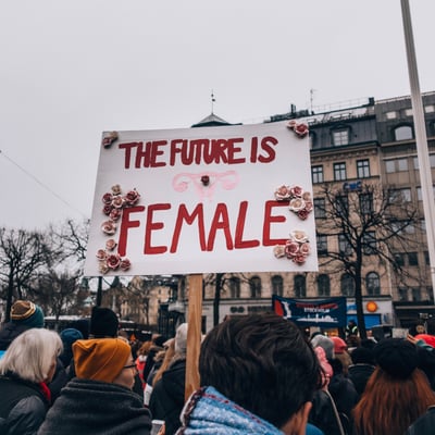 The future is female sign at march